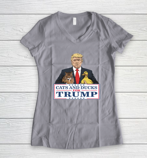 Cats And Ducks For Trump 2024 Kittens And Ducks For Trump Women's V-Neck T-Shirt 2