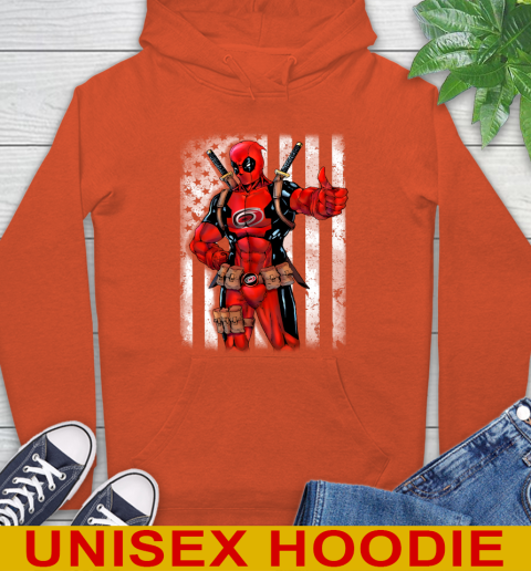 NHL Hockey Carolina Hurricanes Deadpool American Flag Shirt Hoodie 4