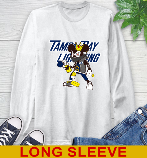 Tampa Bay Lightning NHL Hockey Mickey Peace Sign Sports Long Sleeve T-Shirt