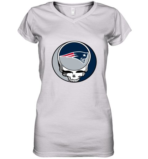 NFL Team New England Patriots x Grateful Dead Logo Band Shirts Women's V-Neck T-Shirt
