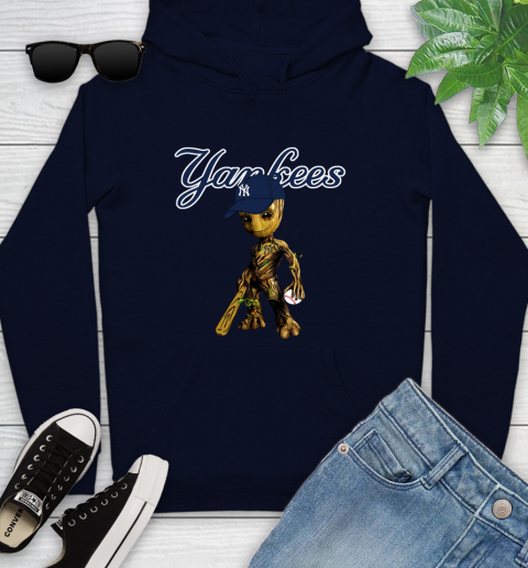 MLB New York Yankees Groot Guardians Of The Galaxy Baseball Youth Hoodie 4