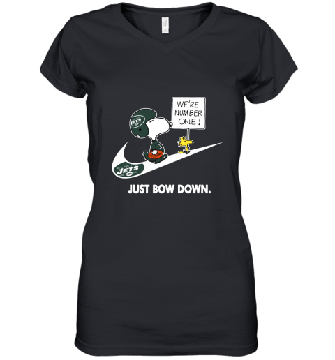 New York Jets Are Number One – Just Bow Down Snoopy Women's V-Neck T-Shirt