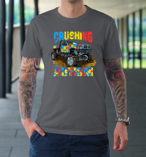Crushing Autism Puzzle Monster Truck Autism Awareness T-Shirt 14