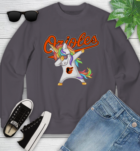 Baltimore Orioles MLB Baseball Funny Unicorn Dabbing Sports Youth Sweatshirt 6