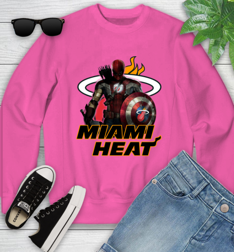 Miami Heat NBA Basketball Captain America Thor Spider Man Hawkeye Avengers Youth Sweatshirt 7