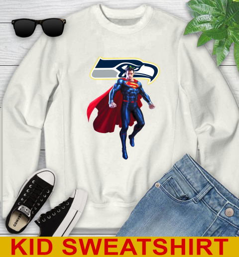NFL Superman DC Sports Football Seattle Seahawks Youth Sweatshirt