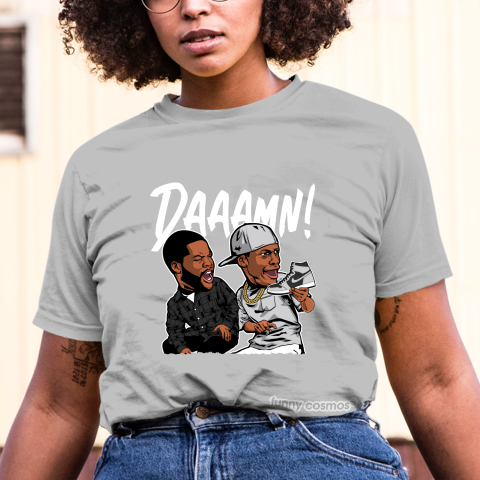 Air Jordan 1 Shadow Matching Sneaker Shirt Daaamn Meme Black And Soft Grey Sneaker Gravel Tshirt