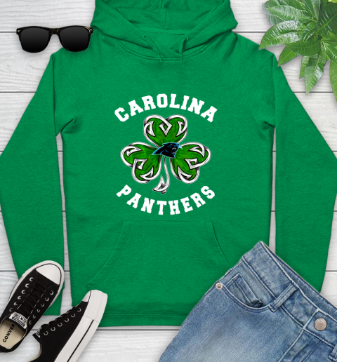NFL Carolina Panthers Three Leaf Clover St Patrick's Day Football Sports Youth Hoodie 9