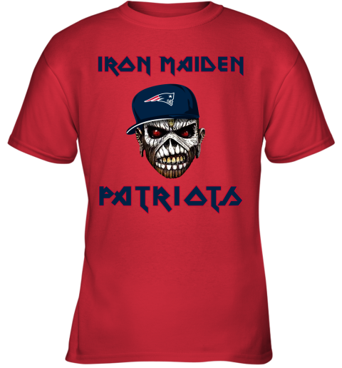 NFL New England Patriots Iron Maiden Rock Band Music Football Sports o8HVmNt2A3B youth t shirt 26 95 151514 front red