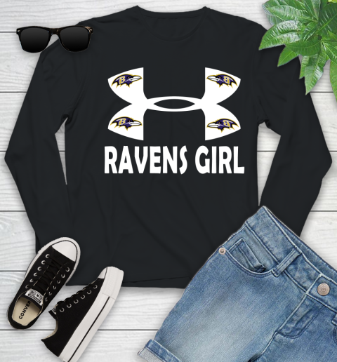 NFL Baltimore Ravens Girl Under Armour Football Sports Youth Long Sleeve