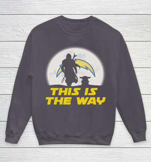 Los Angeles Chargers NFL Football Star Wars Yoda And Mandalorian This Is The Way Youth Sweatshirt 5