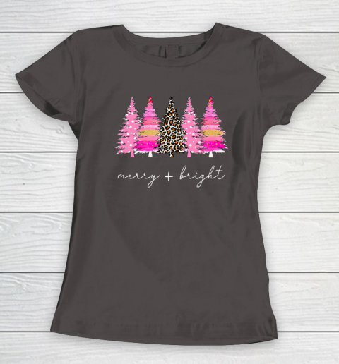 Merry and Bright Shirt Leopard Christmas Tree Christmas Costume Women's T-Shirt 5