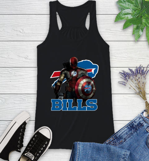 NFL Captain America Thor Spider Man Hawkeye Avengers Endgame Football Buffalo Bills Racerback Tank 2