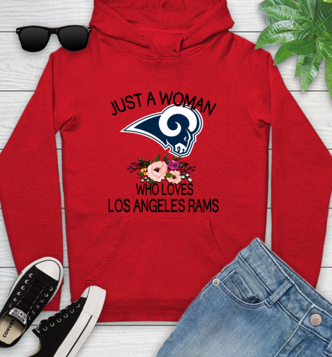 NFL Just A Woman Who Loves Los Angeles Rams Football Sports Youth Hoodie 7