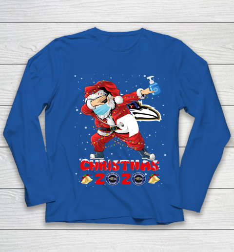 Baltimore Ravens Funny Santa Claus Dabbing Christmas 2020 NFL Youth Long Sleeve 7