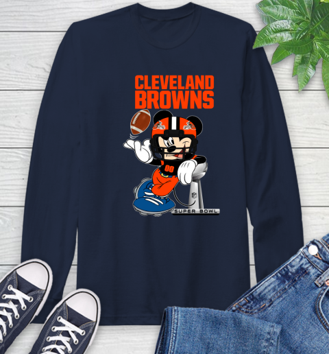 NFL Cleveland Browns Mickey Mouse Disney Super Bowl Football T Shirt Long Sleeve T-Shirt 4