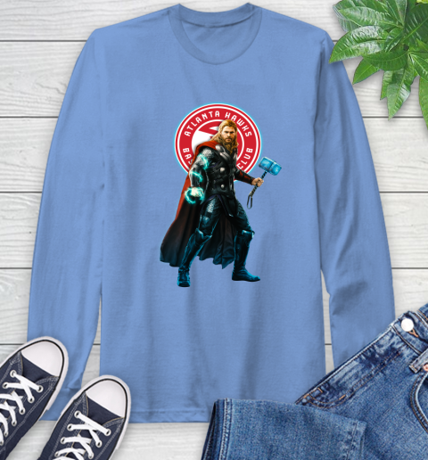 NBA Thor Avengers Endgame Basketball Atlanta Hawks Long Sleeve T-Shirt 11