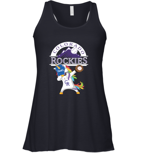 Hip Hop Dabbing Unicorn Flippin Love Colorado Rockies Racerback Tank
