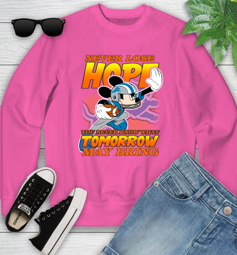 Detroit Lions NFL Football Mickey Disney Never Lose Hope Youth Sweatshirt 6
