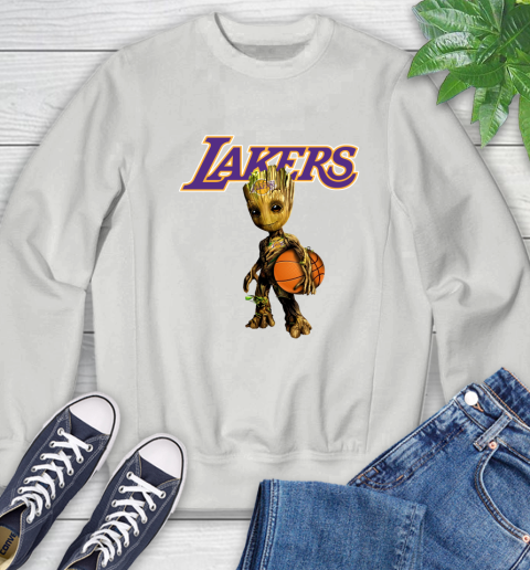 Los Angeles Lakers NBA Basketball Groot Marvel Guardians Of The Galaxy Sweatshirt 5