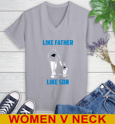 Carolina Panthers NFL Football Like Father Like Son Sports Women's V-Neck T-Shirt 4