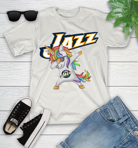 Utah Jazz NBA Basketball Funny Unicorn Dabbing Sports Youth T-Shirt 12