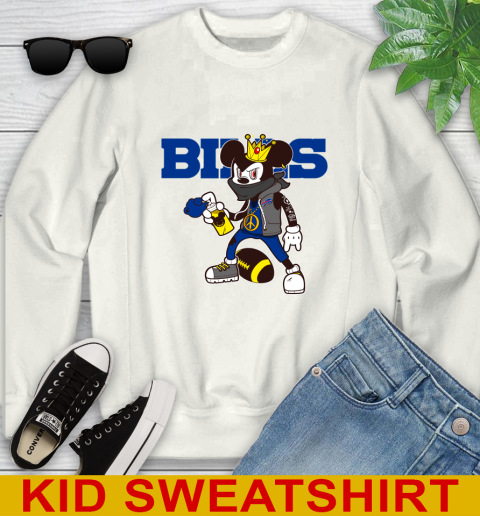 Buffalo Bills NFL Football Mickey Peace Sign Sports Youth Sweatshirt