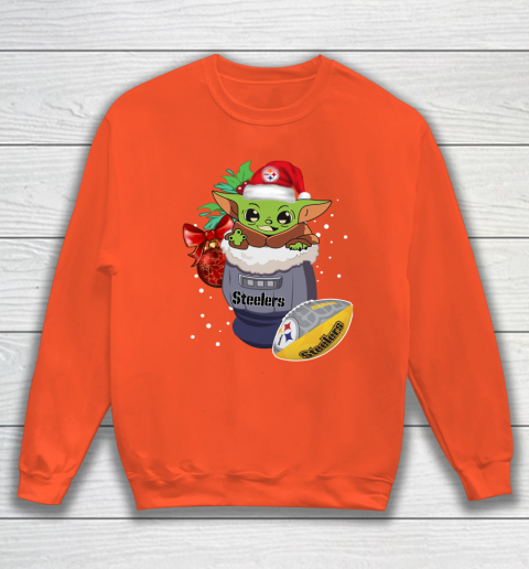 Pittsburgh Steelers Christmas Baby Yoda Star Wars Funny Happy NFL Sweatshirt 4
