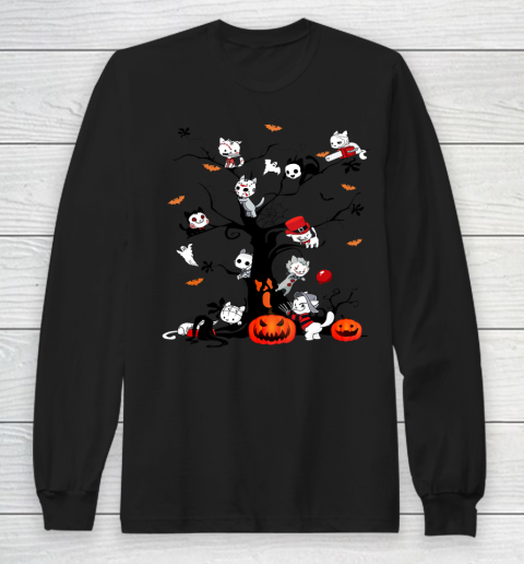 Halloween Horror Movies Cat Funny Scary Halloween Costume Long Sleeve T-Shirt
