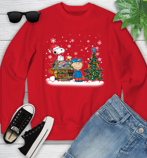 Oklahoma City Thunder NBA Basketball Christmas The Peanuts Movie Snoopy Championship Youth Sweatshirt 8