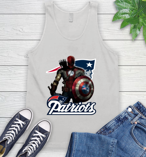 NFL Captain America Thor Spider Man Hawkeye Avengers Endgame Football New England Patriots Tank Top