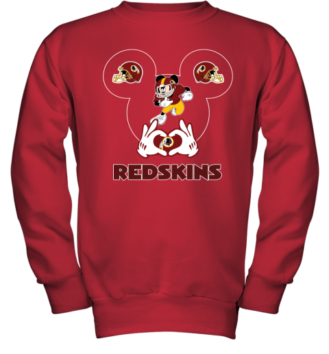 I Love The Redskins Mickey Mouse Washington Redskins Youth Sweatshirt 