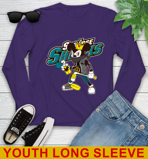San Jose Sharks NHL Hockey Mickey Peace Sign Sports Youth Long Sleeve 5