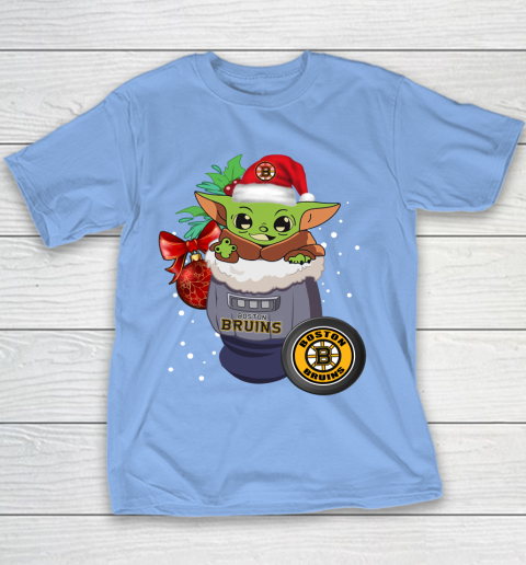 Boston Bruins Christmas Baby Yoda Star Wars Funny Happy NHL Youth T-Shirt 10