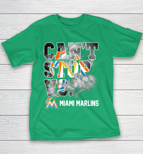 MLB Miami Marlins Baseball Can't Stop Vs Marlins Youth T-Shirt 3