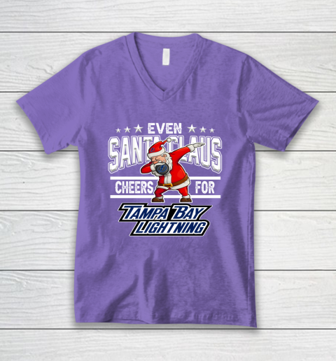 Tampa Bay Lightning Even Santa Claus Cheers For Christmas NHL V-Neck T-Shirt 8