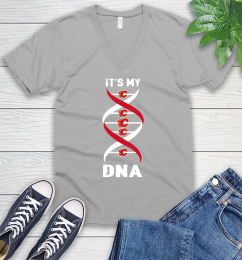 Calgary Flames NHL Hockey It's My DNA Sports V-Neck T-Shirt 3