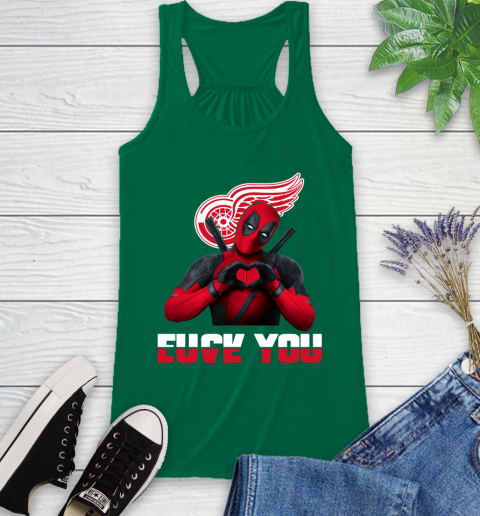 NHL Detroit Red Wings Deadpool Love You Fuck You Hockey Sports Racerback Tank 6