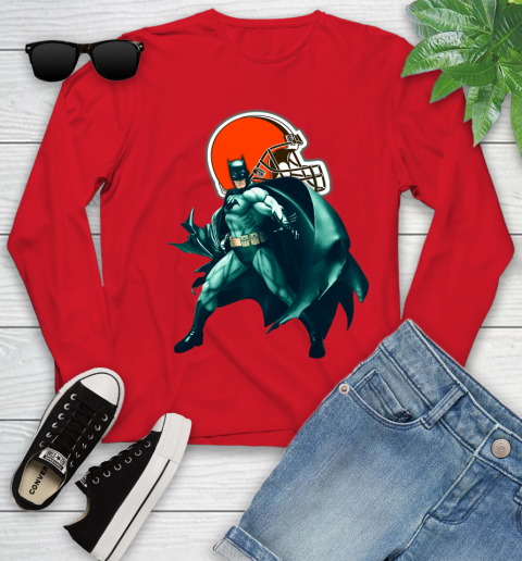 NFL Batman Football Sports Cleveland Browns Youth Long Sleeve 11