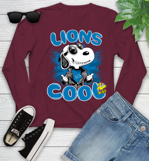 NFL Football Detroit Lions Cool Snoopy Shirt Youth Long Sleeve 5