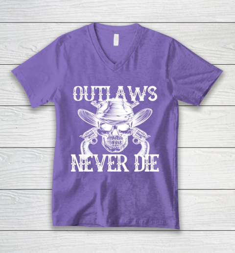 Outlaws Never Die shirt skull biker V-Neck T-Shirt 8