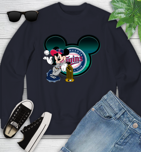 MLB Minnesota Twins The Commissioner's Trophy Mickey Mouse Disney Youth Sweatshirt 3