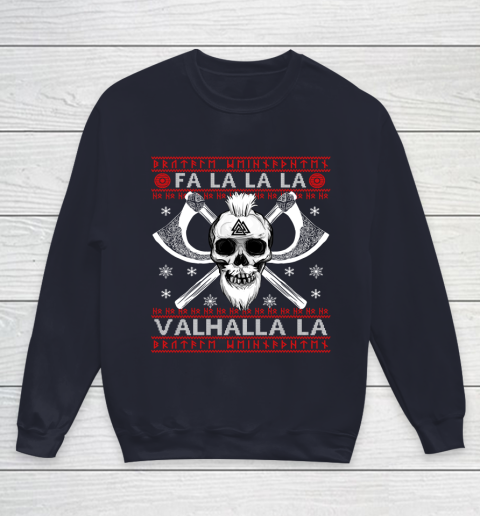 Ugly Christmas Sweater Fa La La Valhalla Viking Youth Sweatshirt 2