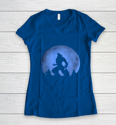 Werewolf Blue Moon wolf full moon on Halloween costume 2020 Women's V-Neck T-Shirt 7