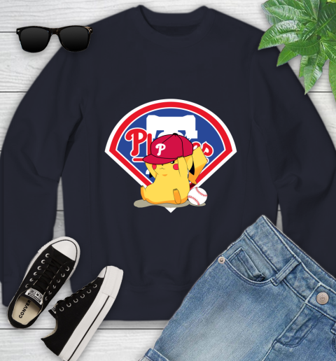 MLB Pikachu Baseball Sports Philadelphia Phillies Youth Sweatshirt 3