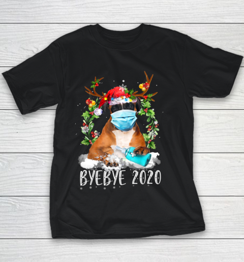 Funny Boxer Christmas Face Mask Bye Bye 2020 Xmas Dog Youth T-Shirt