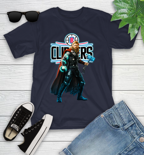 NBA Thor Avengers Endgame Basketball Los Angeles Clippers Youth T-Shirt 3
