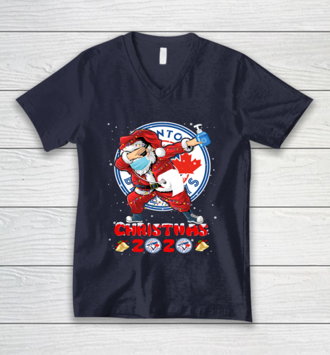 Toronto Blue Jays Funny Santa Claus Dabbing Christmas 2020 MLB V-Neck T-Shirt 2