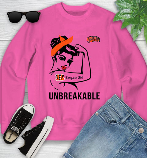 NFL Cincinnati Bengals Girl Unbreakable Football Sports Youth Sweatshirt 3