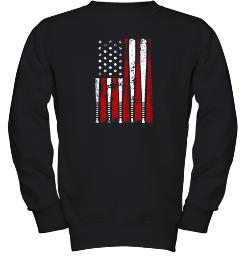 VIntage Baseball Bat American USA Flag Gift Youth Sweatshirt